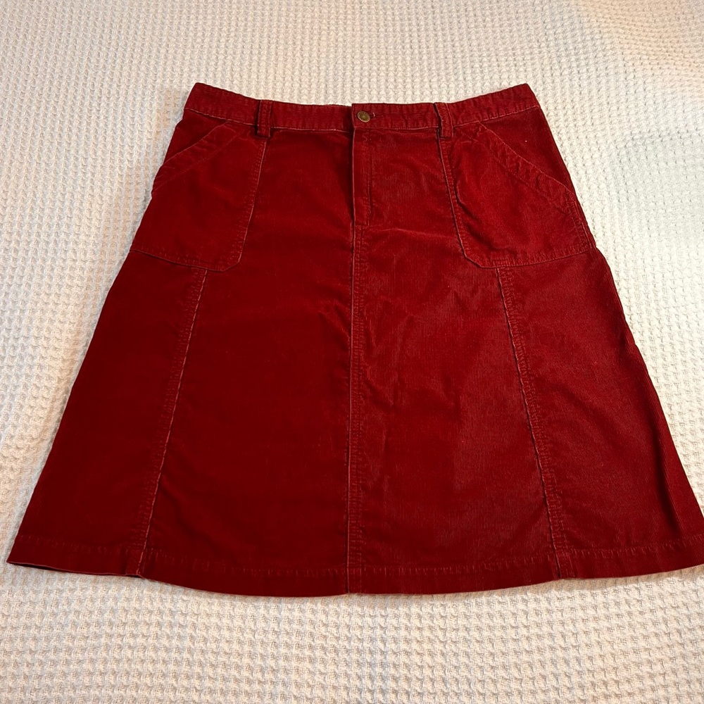 Eddie Bauer Red Corduroy A-Line Skirt
